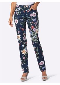 5-Pocket-Hose Lady, Damen, Gr. 46, Normalgr&ouml;&szlig;en, dunkelblau, orchidee, bedruckt, 97% Baumwolle, 3% Elasthan, gebl&uuml;mt, gemustert, mehrfarbig, Hosen 5-Pocket-Hose