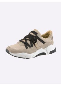 Sneaker Heine, Damen, Gr. 41, taupe, schwarz, Leder, Rindsleder, Schuhe Sneaker