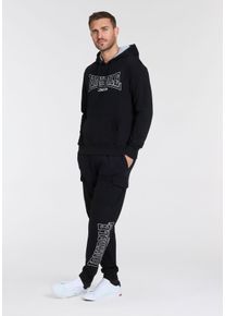 Jogginganzug Lonsdale "BROUGH", Herren, Gr. L, schwarz-wei&szlig; (schwarz, wei&szlig;), Obermaterial: 60% Baumwolle, 40% Polyester, Sportanz&uuml;ge Jogginganzug, f&uuml;r Sport und Freizeit, aus Baumwolle und Polyester