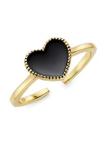 Fingerring "Schmuck Geschenk Ring mit schwarzem Herz emalliert" Gr. 54, gelbgoldfarben, schwarz, ANISTON JEWELRY & WATCHES, Fingerringe, Damen, 54, Silber 925 (Sterlingsilber), 1,7mm, Fingerring