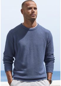 Strickpullover John Devin, Herren, Gr. M (48/50), blau, Strick, , unifarben, regular fit normal, Rundhals, Strickb&uuml;ndchen, Pullover Strickpullover, Pullover in modischer Strickstruktur, Topseller