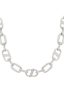 Kette ohne Anh&auml;nger Leonardo "Halskette Narea", silber (edelstahlfarben, kristallwei&szlig;), Halsketten, Damen, Edelstahl, L: 50 B: 9mm, Kette ohne Anh&auml;nger, mit Zirkonia (synth.), B:9mm