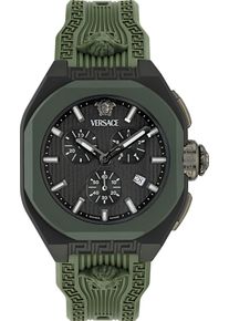 Chronograph Versace "V-LEGEND CHRONO", gr&uuml;n (khaki), Armbanduhren, Herren, Chronograph, Quarzuhr, Armbanduhr, Herrenuhr, Swiss Made,analog, Tag, Stoppfunktion