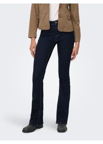 Bootcut-Jeans Only "ONLBLUSH MID WAIST FLARED DNM BOX", Damen, Gr. M (38), L&auml;nge 30, dunkelblau denim detail:rinsewash, Denim/Jeans, Obermaterial: 92% Baumwolle, 6% Elastomultiester, 2% Elasthan, unifarben, Jeans Bootcut-Jeans