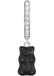 Single-Creole Thomas Sabo "Thomas Sabo x HARIBO Schmuck: Einzel-Creole mit Goldb&auml;r", wei&szlig; (silberfarben, schwarz, kristallwei&szlig;, schwarz, kristallwei&szlig;), Ohrringe, Damen, Silber 925 (recycelt), Single-Creole, mit Kristallglas, Zirkonia (synth.)