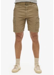 Cargoshorts Superdry "SD-HEAVY CARGO SHORT", Herren, Gr. 28, N-Gr, beige (dress beige), Web, Obermaterial: 100% Baumwolle, unifarben, regular fit ca. Mitte Knie, Hosen Cargoshorts