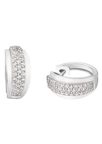 Paar Creolen Amor "2024100", silber (silberfarben,wei&szlig;, kristallwei&szlig;), Ohrringe, Damen, Silber 925 (Sterlingsilber), Paar Creolen, mit Zirkonia (synth.)