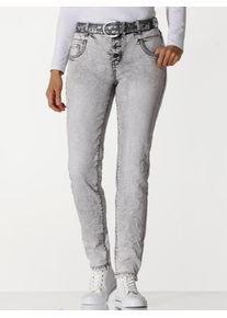 Bequeme Jeans Heine, Damen, Gr. 46, Normalgr&ouml;&szlig;en, blau (light grau, denim), 98% Baumwolle, 2% Elasthan, unifarben, lang, Jeans Bequeme Jeans