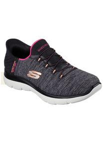 Slipper Skechers "SUMMITS DAZZLING HAZE", Damen, Gr. 39, schwarz (schwarz, meliert), Textil, Schuhe Slipper, Slip Ins Sneaker, Freizeitschuh mit dezenten Kontrastdetails, Topseller