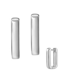 Paar Creolen Firetti "Schmuck Geschenk Silber 925 Ohrschmuck Ohrringe Rechteck", silberfarben, Ohrringe, Damen, ohne Zirkonia, Silber 925 (Sterlingsilber), Paar Creolen, Made in Germany - wahlweise mit oder ohne Zirkonia