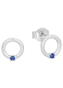 Paar Ohrstecker Amor "Kreis", bunt (silberfarben, blau, blau), Ohrringe, Damen, 7mm, Silber 925 (Sterlingsilber), Paar Ohrstecker, mit Zirkonia (synth.)