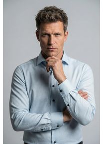 Langarmhemd OLYMP "Luxor", Herren, Gr. 39, N-Gr, bleu, Web, Obermaterial: 100% Baumwolle, 2-Knopf-Manschette, Hemden Langarmhemd, Businesshemd, modern fit, New-Kentkragen