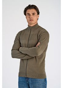 Strickjacke LINDBERGH, Herren, Gr. S, army, Strick, Obermaterial: 100% Baumwolle, unifarben, regular fit h&uuml;ftbedeckend, Rundhals, Rippb&uuml;ndchen, Strickjacken Strickjacke, mit Stehkragen und Rei&szlig;verschluss