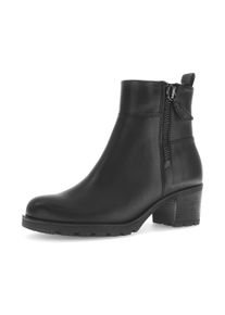 Stiefelette Gabor "St. Tropez", Damen, Gr. 38,5, schwarz (schwarz, schwarz), Kalbsleder, unifarben, Schuhe Stiefelette, Blockabsatz, Boots mit Zierrei&szlig;verschluss au&szlig;en, G-Weite