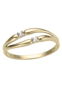 Goldring Firetti "Schmuck Geschenk Gold 585, poliert, bicolor" Gr. 16, gold (gelbgoldfarben, wei&szlig;goldfarben), Fingerringe, Damen, 16, 0,03 P2 = erkennbare Einschl&uuml;sse, Diamanten Gelbgold 585, 2mm, Diamanten, Gelbgold 585, Goldring, mit Brillanten