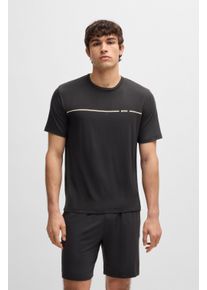 Shorty BOSS "Bamboo Short Set", Herren, Gr. S, grau (dunkelgrau 021), Jersey, Obermaterial: 94% Viskose, 6% Elasthan, regular fit, Rundhals, Homewear-Sets Shorty