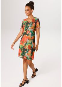 Sommerkleid Aniston CASUAL, Damen, Gr. 40, N-Gr, gr&uuml;n, rot, rosa, orange, Mesh, Obermaterial: 95% Polyester, 5% Elasthan. Futter: 95% Viskose, 5% Elasthan, gebl&uuml;mt, figurbetont kniefrei, Rundhals, Kleider Sommerkleid, mit raffinierten Cut-Out im R&uuml;cken - NEUE KOLLEKTION