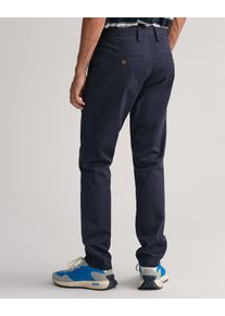 Chinohose Gant "SLIM TWILL CHINOS", Herren, Gr. 38, L&auml;nge 30, blau (marine), Twill, Obermaterial: 98% Baumwolle, 2% Elasthan, slim fit kn&ouml;chellang, Hosen Chinohose, mit gef&uuml;tterten Seitentaschen