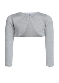 Bolero happy girls, M&auml;dchen, Gr. 158, silber, Strick, Obermaterial: 70% Baumwolle, 30% Polyester, Glitzermuster, unifarben, festlich, bauchfrei, Rundhals, gewellter Abschluss, Strickjacken Bolero, im dezenten Glitzerlook und mit gewellten Kanten