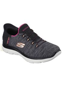 Slipper Skechers "SUMMITS DAZZLING HAZE", Damen, Gr. 43, schwarz (schwarz, meliert), Textil, Schuhe Slipper, Slip Ins Sneaker, Freizeitschuh mit dezenten Kontrastdetails, Topseller
