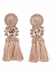 Paar Ohrstecker Firetti "mit 3 kleinen Quasten, schwarz", rosa (ros&eacute;goldfarben, altrosa), Ohrringe, Damen, Kunststoff Metall Textil, Kunststoff, Metall, Textil, Paar Ohrstecker