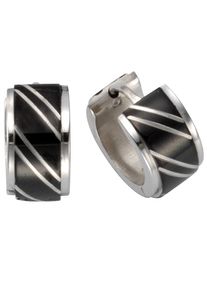 Paar Creolen Firetti "Schmuck Geschenk teilweise schwarz", silber (silberfarben, schwarz), Ohrringe, Damen, 13,5mm, Edelstahl, Paar Creolen, mit Lack