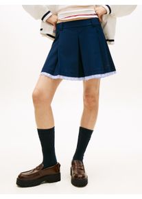 A-Linien-Rock Tommy Jeans "TJW VARSITY PLEATED MINI SKIRT", Damen, Gr. L (40), schwarz night navy, Web, Obermaterial: 80% Polyester, 20% Viskose, unifarben mit Farbeinsatz, A-Linie kurz, R&ouml;cke A-Linien-Rock, mit den klassischen Falten