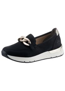 Slip-On Sneaker Rieker, Damen, Gr. 42, gold (schwarz, goldfarben), Nubuklederimitat, Schuhe Slip-On Sneaker, Slipper, Freizeitschuh mit herausnehmbarer Innensohle, Topseller