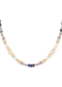 Charm-Kette Leonardo "Halskette Babsi", gold (edelstahlfarben, gelbgoldfarben, blau, grau, apricot, champagner, violett, wei&szlig;), Halsketten, Damen, Edelstahl Perlen, L: 50 B: 6mm, Edelstahl, Perlen, Charm-Kette, mit Sodalith - mit Cat&acute;s Eye, B:6mm