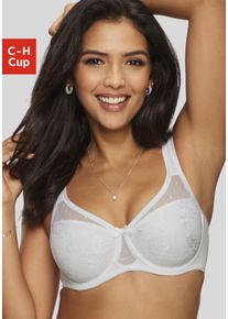 Minimizer-BH Nuance, Damen, Gr. 100, Cup D, wei&szlig;, Spitze, Obermaterial: 79% Polyamid, 15% Polyester, 6% Elasthan, BHs Minimizer-BH, mit unterlegter Jacquardspitze, Dessous