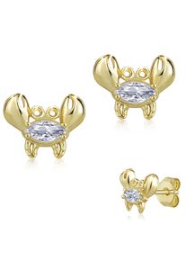 Paar Ohrstecker Firetti "Schmuck Geschenk Silber 925 Ohrschmuck Ohrringe Krabbe", gelbgoldfarben, kristallwei&szlig;, kristallwei&szlig;, Ohrringe, Damen, Silber 925 (Sterlingsilber), Paar Ohrstecker, Made in Germany - mit Zirkonia (synth.)