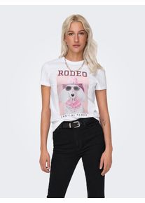 Kurzarmshirt Only "ONLVIBE LIFE S/S GLASSES TOP BOX JRS", Damen, Gr. XL, hellwei&szlig; print:rodeoo, Jersey, Obermaterial: 100% Baumwolle, bedruckt, regular fit normal, Rundhals, Shirts Kurzarmshirt, Baumwolle, regular fit, Rundhals