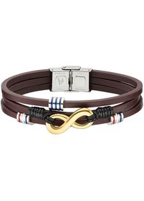 Lederarmband Bruno Banani "Schmuck", bunt (edelstahlfarben, gelbgoldfarben, braun, rot, blau, wei&szlig;), Armb&auml;nder, Damen, 21cm, Edelstahl Leder, Edelstahl, Leder, Lederarmband
