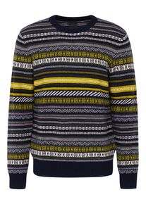 Rundhalspullover Bugatti, Herren, Gr. XXL, gr&uuml;n (oliv), 80% Wolle, 20% Polyamid, gestreift, regular fit, Rundhals, Rippb&uuml;ndchen, Pullover Rundhalspullover, aus hochwertigem Woll-Mix