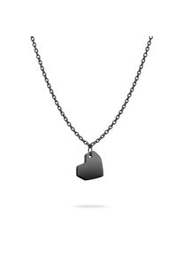 Kette mit Anh&auml;nger Liebeskind Berlin "Schmuck Edelstahl Urban Heart Herz", schwarz, Halsketten, Damen, Edelstahl, L: 45 B: 1mm, Kette mit Anh&auml;nger, B:1mm