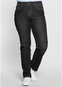 5-Pocket-Jeans sheego, Damen, Gr. 108, Langgr&ouml;&szlig;en, schwarz (schwarz denim), 98% Baumwolle, unifarben, lang, Jeans 5-Pocket-Jeans