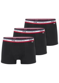 Boxershorts Fila "MAN BOXER SHORTS", Herren, Gr. S, schwarz, Obermaterial: 95% Baumwolle, 5% Elasthan, bedruckt, unifarben mit Farbeinsatz, k&ouml;rpernah, Unterhosen Boxershorts, elastischer Logo-Webbund, ohne Eingriff