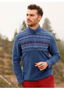 Fleeceshirt Catamaran "Fleece-Shirt", Herren, Gr. 56/58, blau (jeansblau, gemustert), 100% Polyester, bedruckt, gemustert, unifarben, Shirts Fleeceshirt