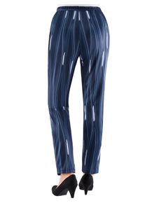 Jerseyhose Classic Basics, Damen, Gr. 46, Normalgr&ouml;&szlig;en, blau (marine, gewellt), 100% Polyester, gemustert, lang, Hosen Jerseyhose