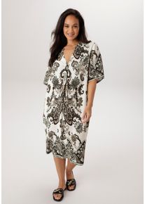 Blusenkleid ANISTON PLUS, Damen, Gr. 48, N-Gr, wei&szlig;, beige, grau,, Web, Obermaterial: 100% Viskose, Paisley, bedruckt, gemustert, l&auml;ssig geschnitten kniebedeckend, V-Ausschnitt, Kleider Blusenkleid, in trendigen Paisleydruck - NEUE KOLLEKTION