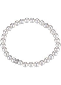 Perlenarmband Firetti "Schmuck Geschenk Silber 925 Armschmuck Armkette Rondell", wei&szlig; (silberfarben, kristallwei&szlig;, wei&szlig;, kristallwei&szlig;), Armb&auml;nder, Damen, 19cm, Nylon Perlen Silber 925 (Sterlingsilber), Nylon, Perlen, Silber 925 (Sterlingsilber), Perlenarmband, mit Zirkonia (synth.), mit Amazonit- oder Muschelperlen