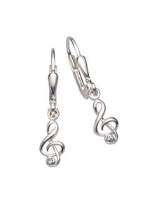 Paar Ohrh&auml;nger Firetti "Schmuck Geschenk Silber 925 Ohrschmuck Patentbrisur Notenschl&uuml;ssel", silber (silberfarben, kristallwei&szlig;, kristallwei&szlig;), Ohrringe, Damen, Silber 925 (Sterlingsilber), Paar Ohrh&auml;nger, mit Zirkonia (synth.)