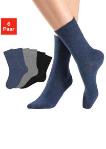 H.I.S. Socken H.I.S, Damen, Gr. 35-38, bunt (2x jeans, 2x schwarz, 2x grau, meliert), Baumwolle, Elasthan, Polyamid, unifarben, elastisch, Socken Socken, mit Komfortbund auch f&uuml;r Diabetiker geeignet, Topseller