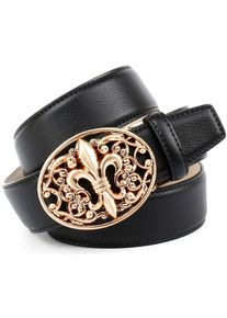 Lederg&uuml;rtel Anthoni Crown, Herren, Gr. 105, schwarz, Leder, unifarben, G&uuml;rtel Lederg&uuml;rtel, mit franz&ouml;sischer Lilie