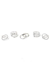 Ring-Set Firetti "im teilweise mehrreihigen Design", grau (metallfarben), Fingerringe, Damen, 8 g, Metall, Ring-Set