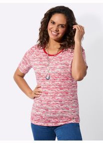 Kurzarmshirt Casual Looks "Rundhals-Shirt", Damen, Gr. 42, erdbeere, flamingo, bedruckt, 100% Baumwolle, gemustert, mehrfarbig, Rundhals, Shirts Kurzarmshirt