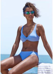 active by Lascana B&uuml;gel-Bikini-Top LASCANA ACTIVE "Oceana", Damen, Gr. 44, Cup D, blau (hellblau), Recycling-Polyamid, Bikini-Oberteile B&uuml;gel-Bikini-Top, mit Knotenoptik vorn