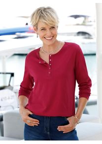 Langarmshirt Classic Basics "Langarm-Shirt", Damen, Gr. 52, kirsche, 100% Baumwolle, meliert, unifarben, Rundhals, Shirts Langarmshirt