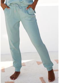 Sweathose Buffalo, Damen, Gr. 44/46, N-Gr, gr&uuml;n (mint), Sweatware, Obermaterial: 60% Baumwolle, 40% Polyester, bedruckt, unifarben, bequem lang, Hosen Sweathose, Loungehose mit seitlichen Taschen und kleinem Druck, Loungewear