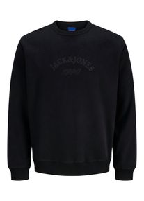 Jack & Jones Sweatshirt JACK & JONES "JORBLEECKER BRANDING SWEAT CREW BF", Herren, Gr. S, schwarz detail:jj, angeraute Sweatware, Obermaterial: 70% Baumwolle, 30% Polyester, bedruckt, relaxed fit, Rundhals, Rippb&uuml;ndchen, Sweatshirts Sweatshirt